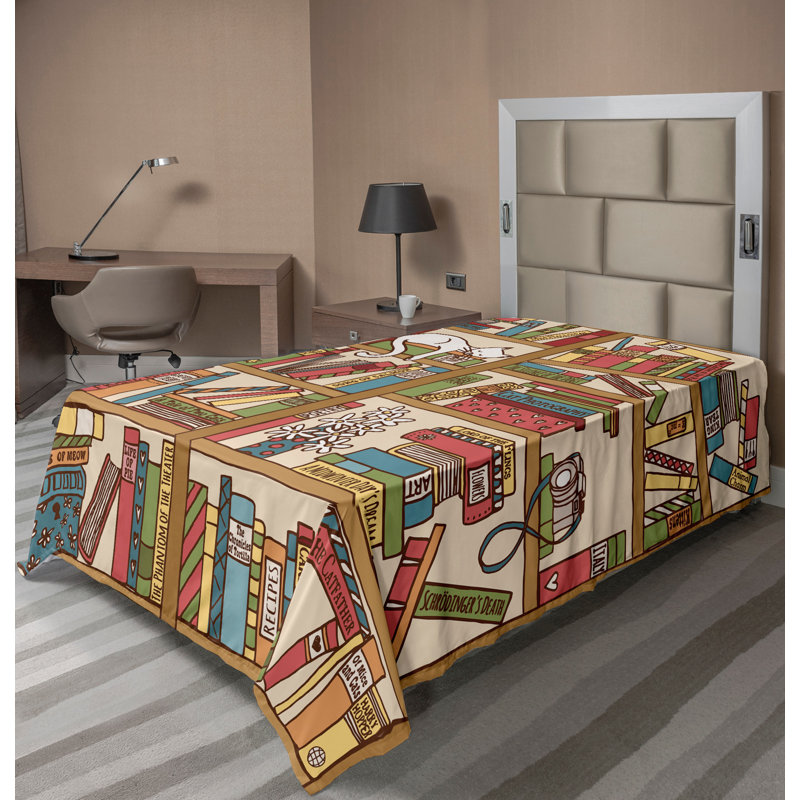 Multicolore Ambesonne, Drap plat pour lit simple