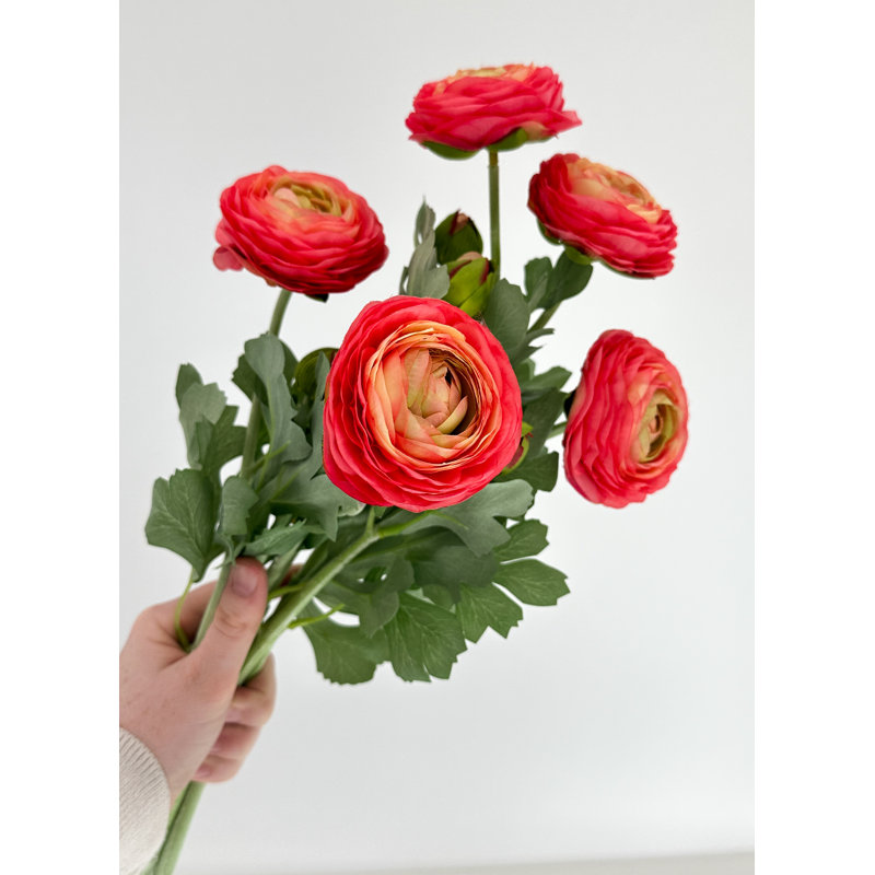 1 fleur artificielle de haute qualité Ranunculus, Rose / Jaune