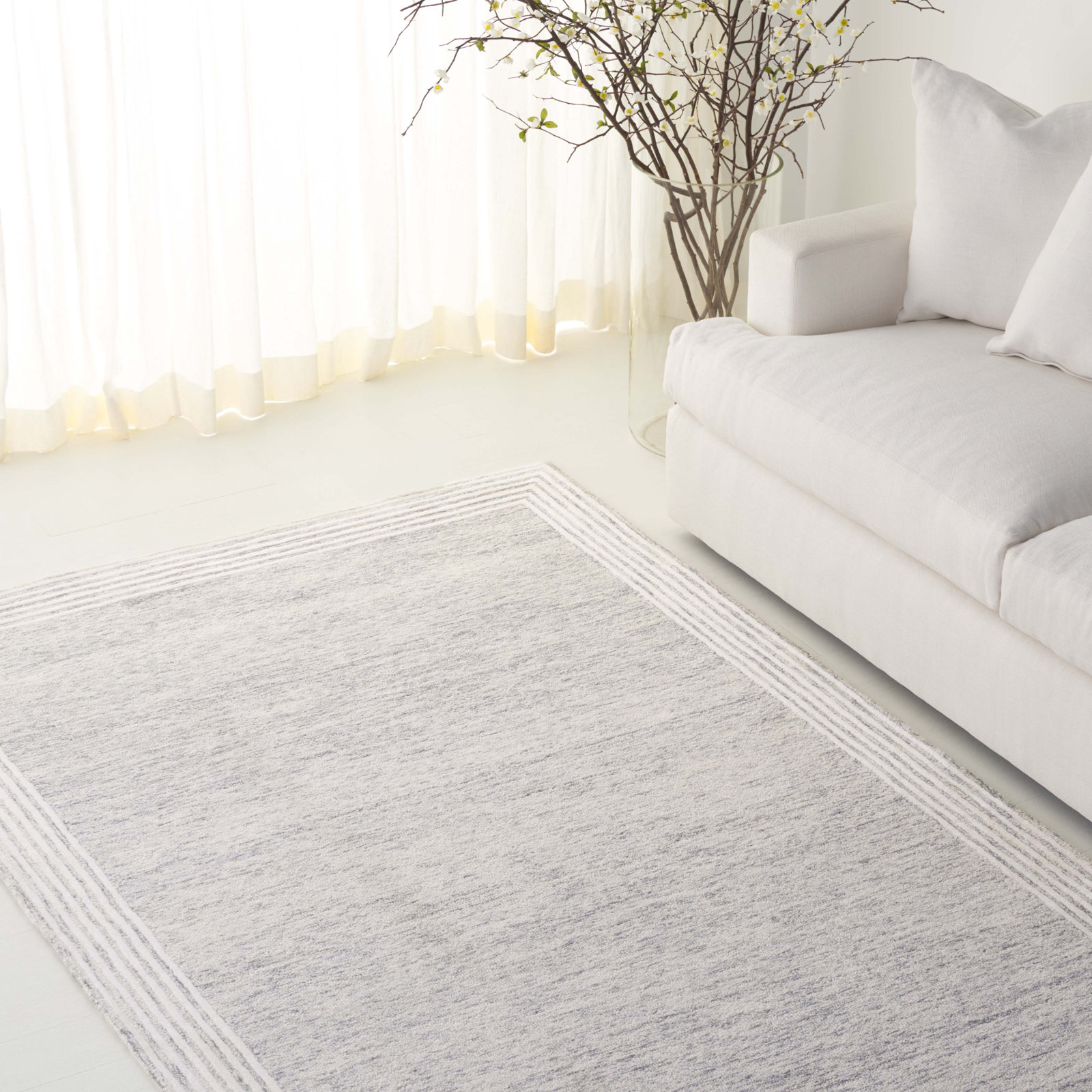Lauren Lauren Ralph Lauren Hand Tufted Wool Cotton Oriental Rug in Grey/Ivory, Rectangle 5' x 8'