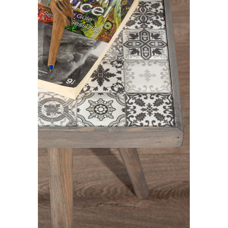 Canora Grey Side Table Coffee Table End Table Nightstand Nesting Table Bedside Table Accent Table Home Essentials Solid Wood Table Mexican Tile Table Ceamic Top End Table 17X 17 Walnut