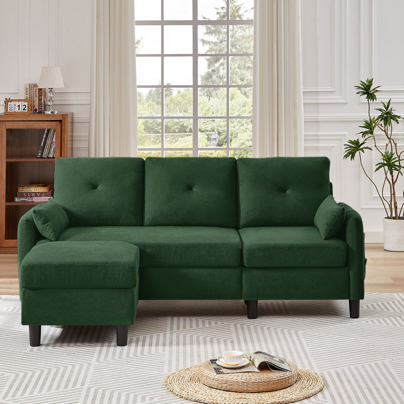 Elmaleh 3 - Piece Upholstered Sectional, Green Polyester Blend