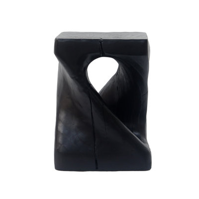 MGO Twist Shape Side Table, Wood-Like Texture, Black Color by Wrought Studio