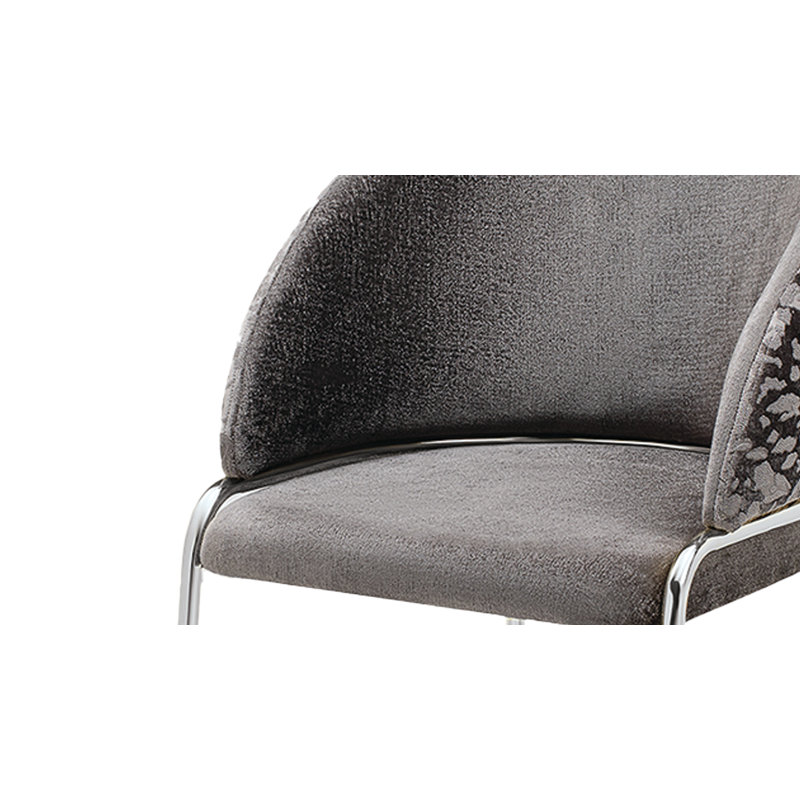 Onyx Velvet Side Chair, Stainless Steel, Dark Gray