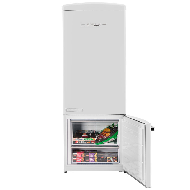 Classic Retro 28" 16.7 Cu. Ft. Frost Free Bottom Freezer Fridge In Summer, Energy Star, White