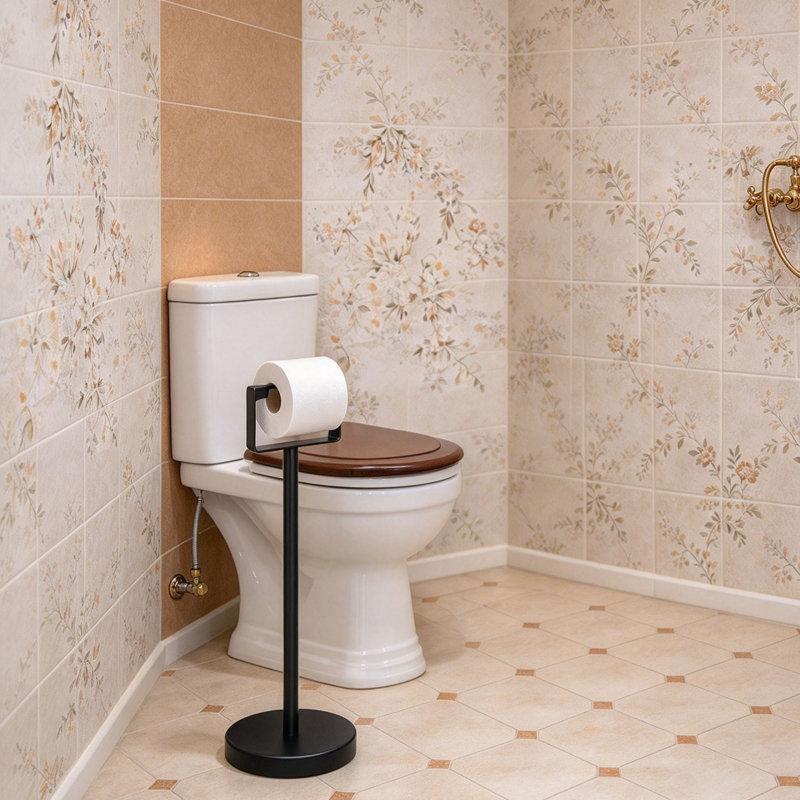 Matte Black Toilet Roll Holder Free standing, 58 x 20 x 20 cm