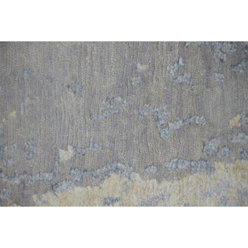 Tapis gris / bleu clair noué à la main, Rectangle 6 pi x 9 pi