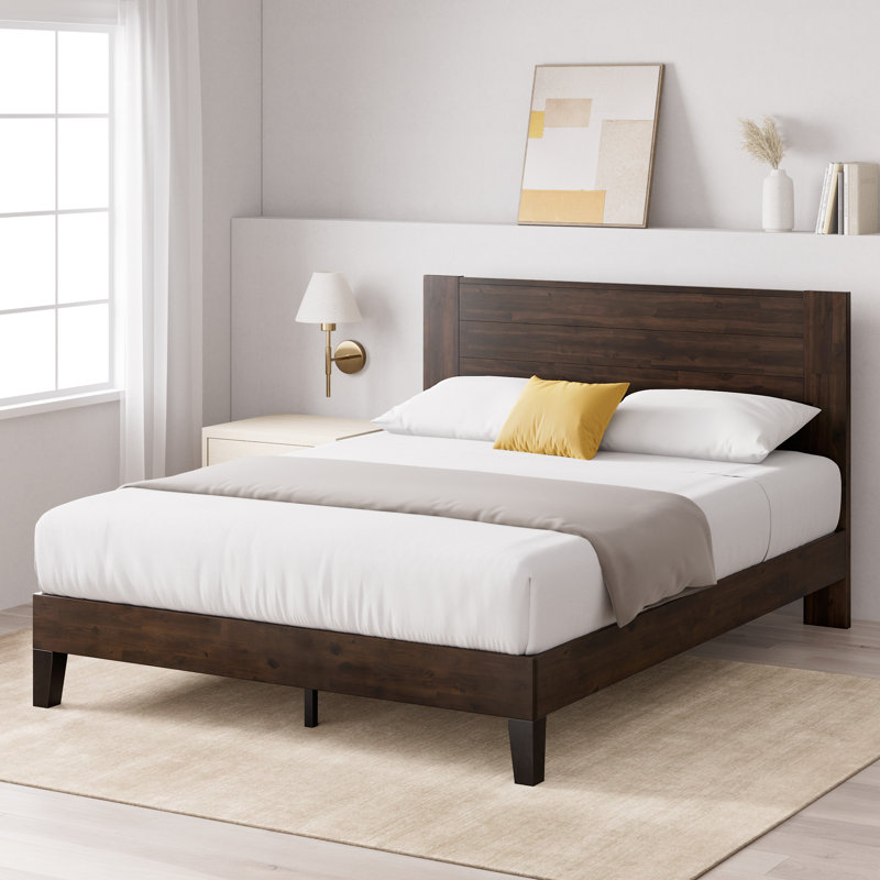 Kira Solid Wood Platform Bed Frame, Queen, Brown