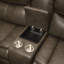 Canapé modulaire inclinable manuel en simili cuir Tavin avec console porte-gobelet taupe