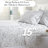 Southshore Fine Linens Botanical Leaves Sheet Set in White and Grey, 100 GSM Double-Brushed Microfiber Botanical Print with 14-Inch Deep Pocket, 1 Flat Sheet, 1 Fitted Sheet and 2 Pillowcases, Queen-147910683-147910680