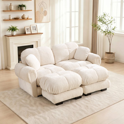 Modern Comfort Chenille Cloud Sofa, Ergonomic Design Bottom for Living Room Bedroom Apartment