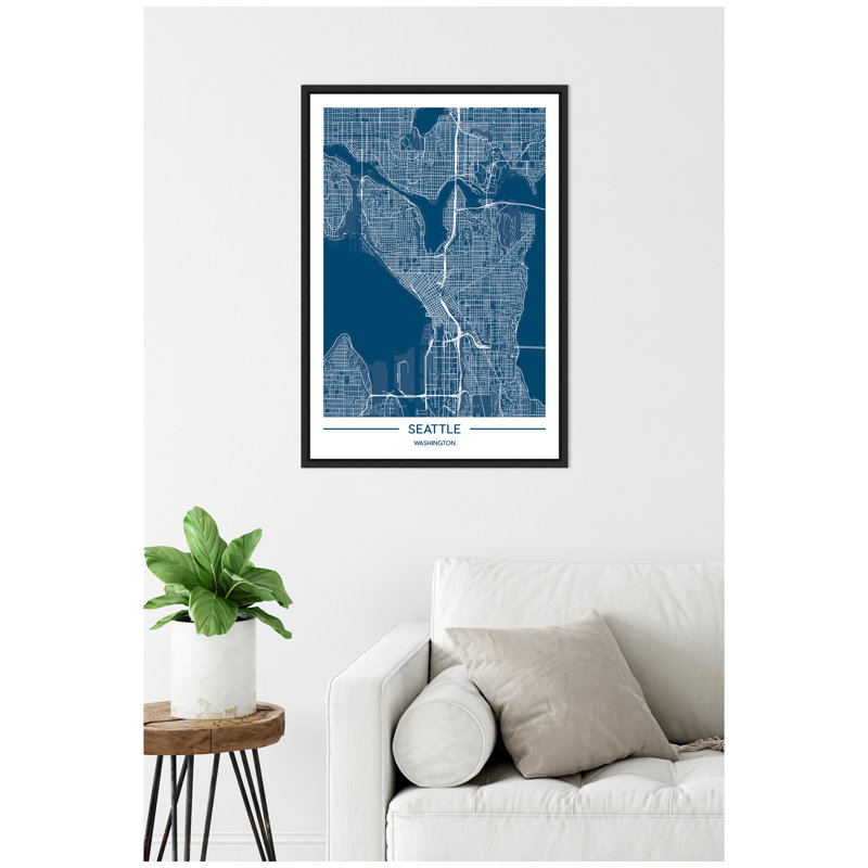 «Seattle Map» par Jake Goossen, reproduction d'art sur toile encadrée