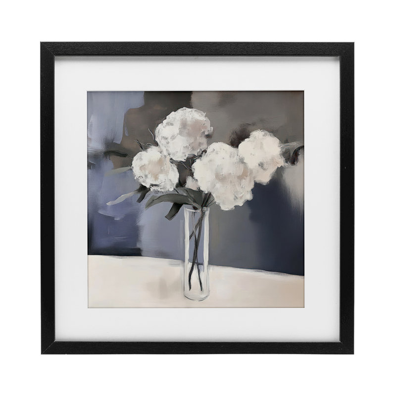 «Gentle Petals», reproduction sous verre encadrée, design par Mona Grace, H 13 po x l 13 po, Cadre noir minuit