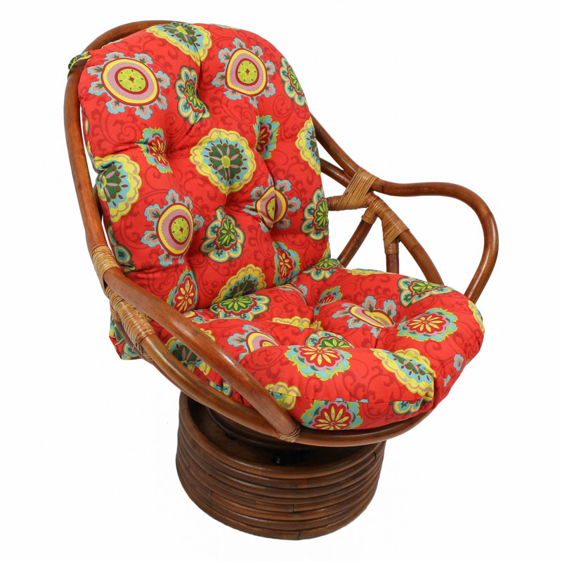 Bilyeu Upholstered Swivel Armchair, Kinglsey Stripe Ruby