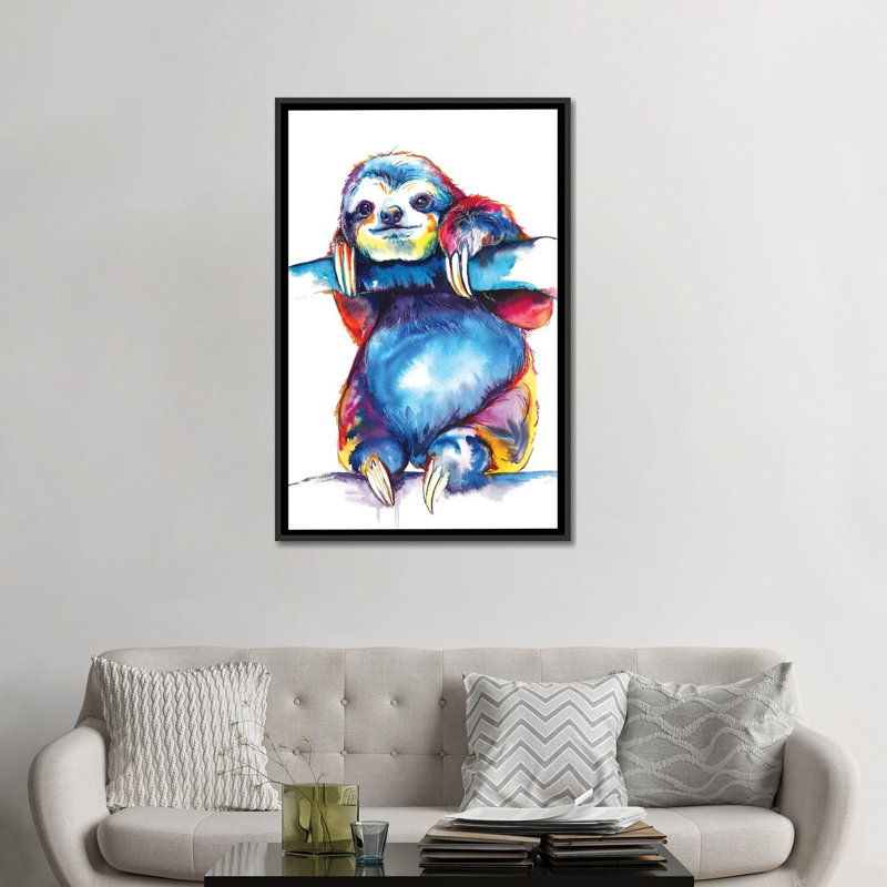 «Sloth» par Weekday Best, impression sur toile, H 26 po x l 18 po x P 1,5 po, Toile avec cadre noir, Pas de tapis