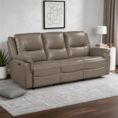 Canapé inclinable électrique double en cuir fleur de 81,5 po Lucien