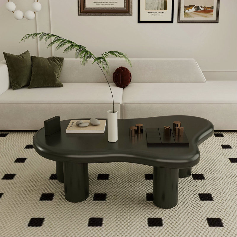 Table basse en forme de nuage pour le salon, Noir, H 13,9 po x L 39,49 po x l 27,68 po
