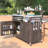 Kitchen Island with Raised Shelf and Adjustable Shelf-2135382537