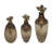 Decorative Table Glass Vases with Metal Toppers for Home Decor - Artistic Tall Flower Vase for Living Room Styling - Set of 3, 18",13",12", Brown & Gold