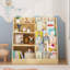 Bibliothèque pour enfants multifonctionnelle en bois à 4 niveaux-1783692442