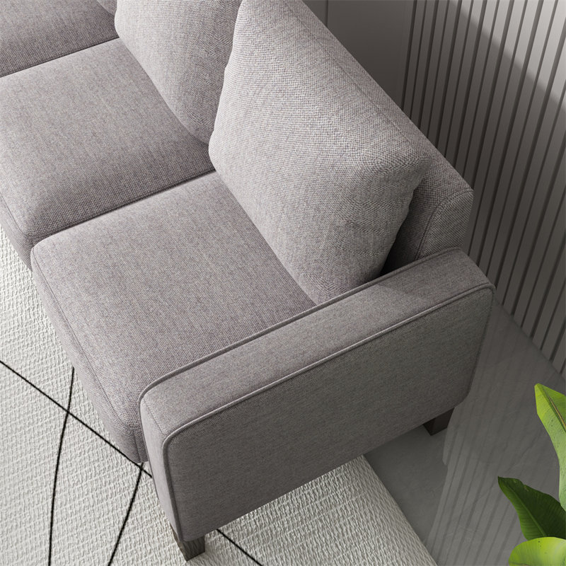 Canapé à accoudoirs carrés 75 po, 100% polyester gris clair