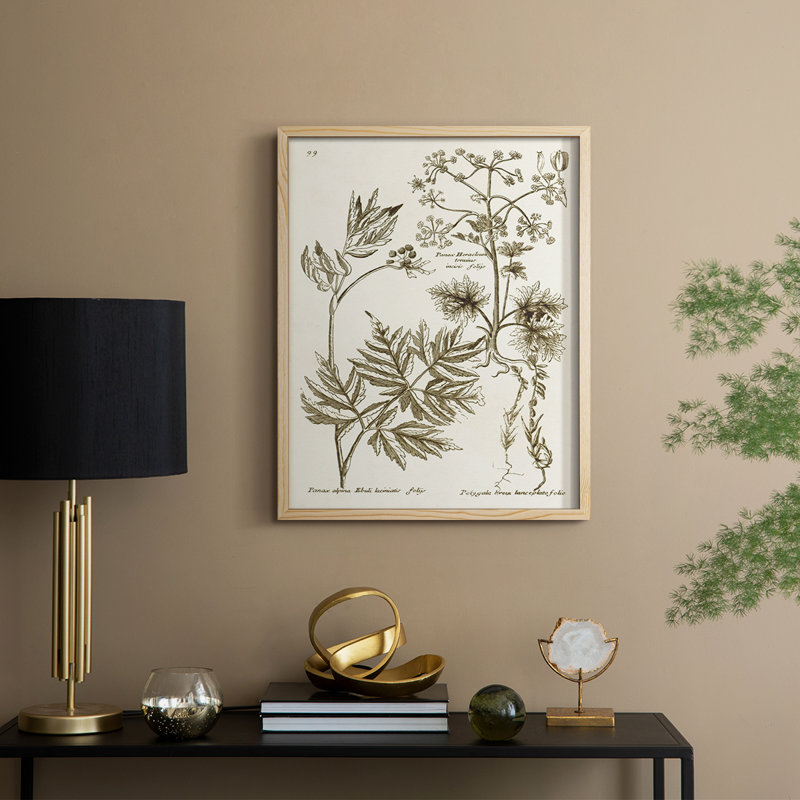Sepia Botanical Journal III Framed Print - Solid Wood, Natural, 11" H x 9" W