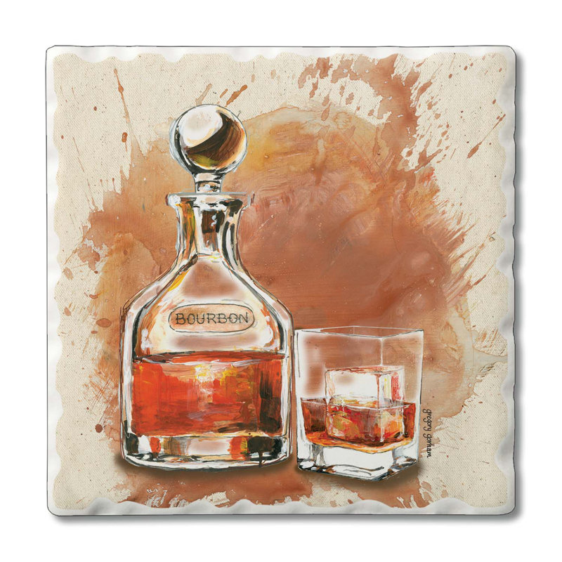 Bourbon Splash 4-Pack Tumbled Tile Stone Coaster