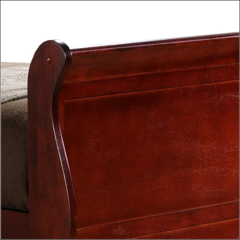 Lit simple avec rangement Classic, Cerisier, Lit simple