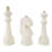 Decorative Chess Figurines Set Polyresin Sculptural Design Home Office Living Room Display Set Of 3 - 16", 14", 13" White
