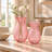 Fleurine Frosted Tulip-Shaped Textured Glass Table Vase Set of 2, Colored Glass, Pink-209859295