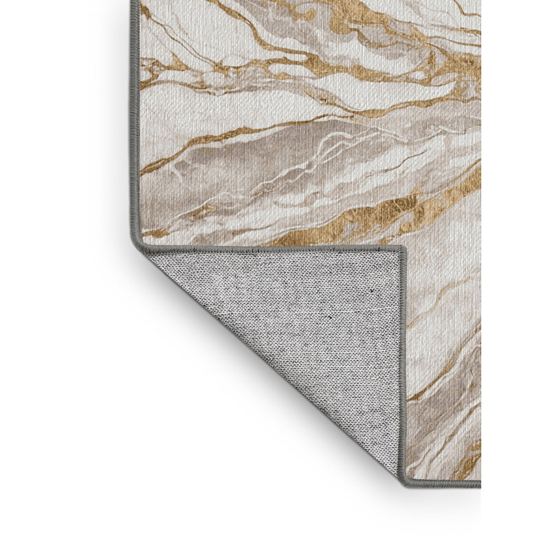 Machine Washable Gray Area Rug, Rectangle 4' x 6'