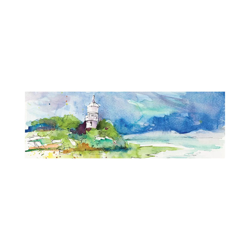 Lighthouse On Coastline by Lanie Loreth - Wrapped Canvas Panoramic Print, 30.48 cm H x 91.44 cm W x 1.91 cm D