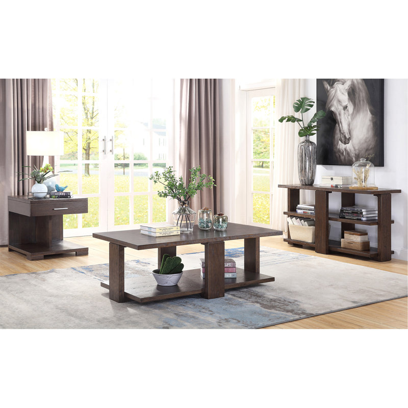 Walnut Sofa Table With 2-Shelf