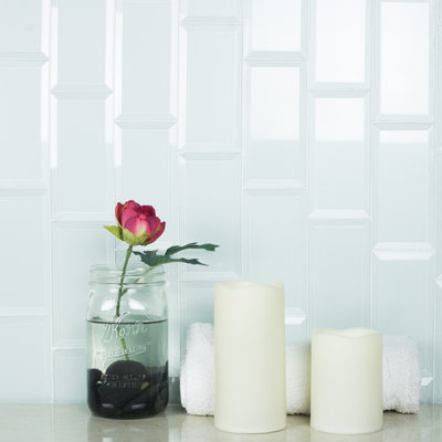 Frosted Elegance 3 in. x 12 in. Diamond Grade Glass Beveled Subway Decorative Kitchen & Bathroom Wall Tile