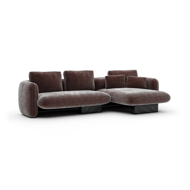 *Overlap Left Chaise Sec Small Dk Taupe, Brown Polyester Blend, Right Hand Facing