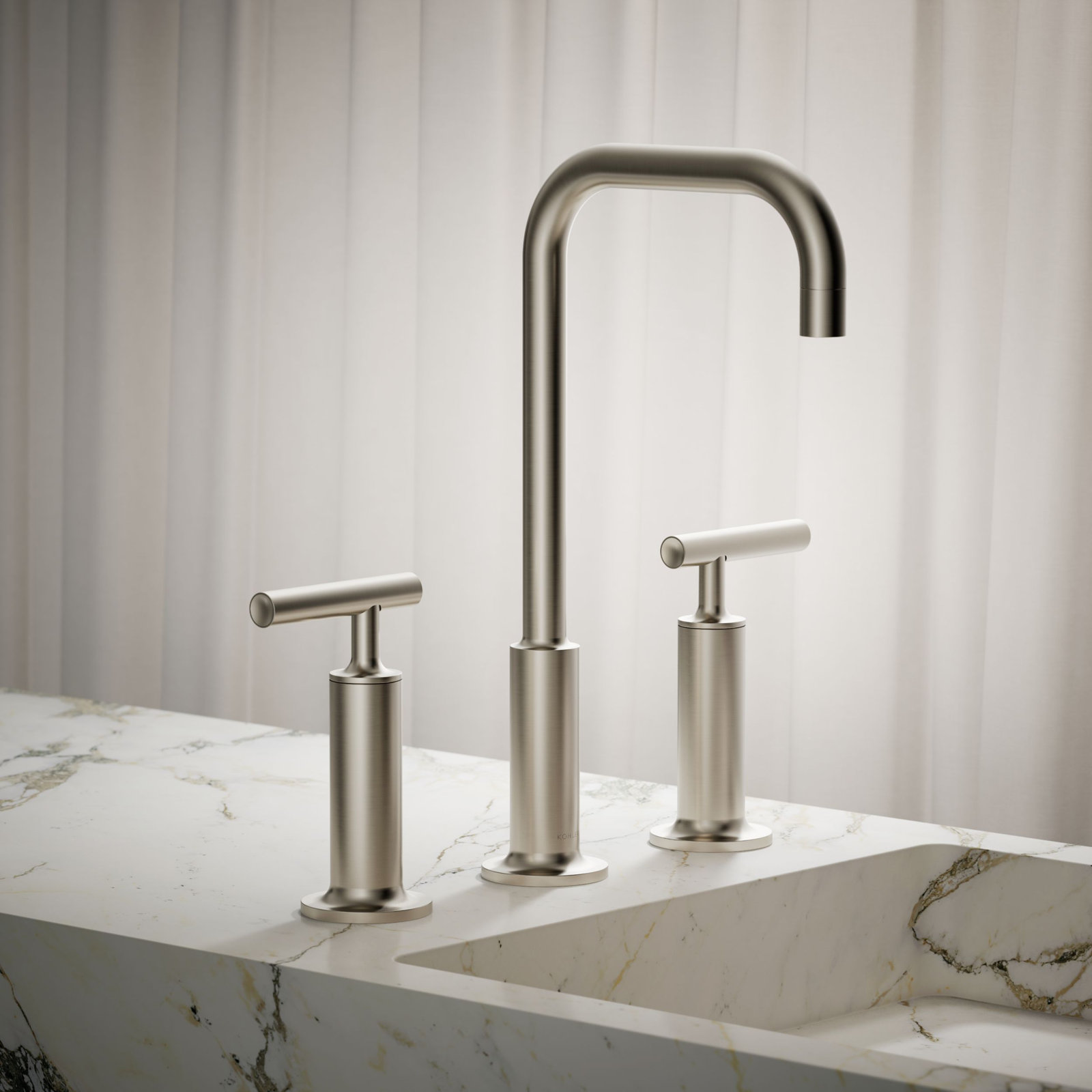 Purist Widespread Bathroom Faucet, Vibrant Brushed Nickel