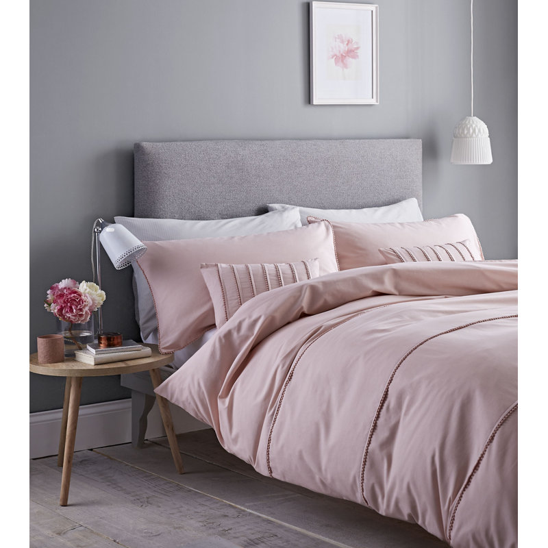 Pom Pom Duvet Cover Set, 260 x 220cm Duvet Cover + 2 Pillowcases, Blush