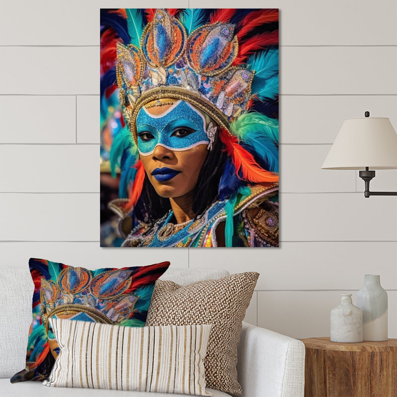 Décoration murale en métal «New World Mardi Gras Celebrations V» - Cultures du monde, H 20 po x l 12 po x P 1 po
