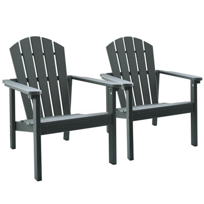 Chaise Adirondack empilable en PEHD toutes saisons, chaise de patio d'extérieur peu encombrante, 2 pièces
