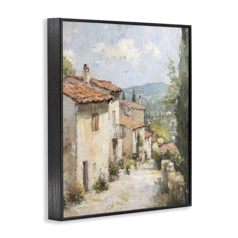 Giclée encadrée «Quiet Village Path», conception par Petal Prints Design, H 14 po x l 11 po, Giclée encadrée noir minuit