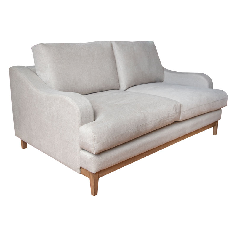 Structure et base en bois Dimitriya, causeuse, Polyester beige