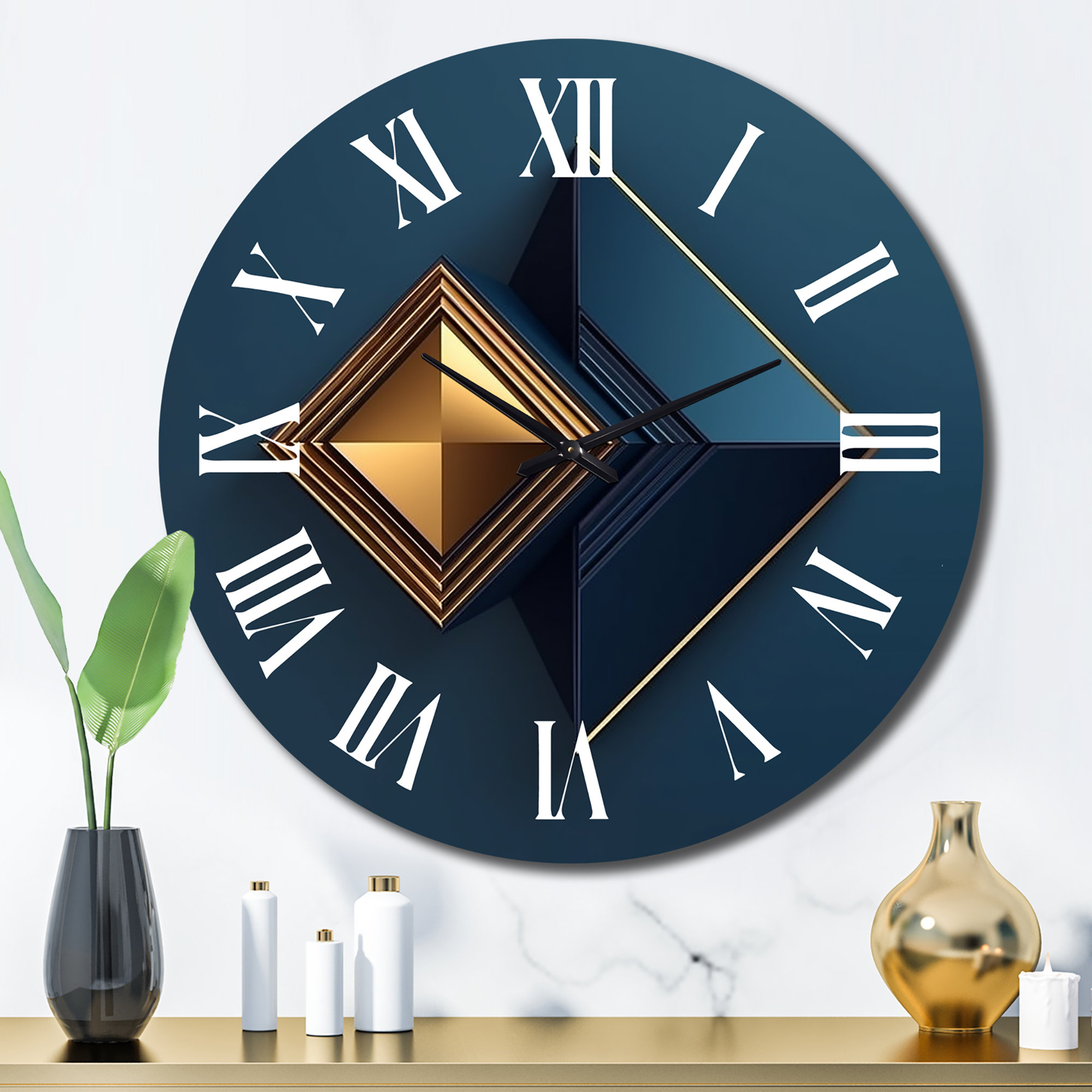 Design Art Harmony Retro Diamond Geometry Teal and Gold - Modern ...