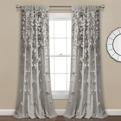 Panneau de rideau simple semi-diaphane à motif floral avec passe-tringle Riley