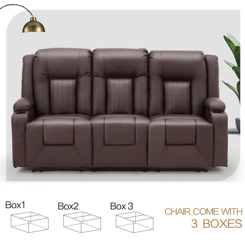 Reclining Loveseat With Cup Holders&side Pockets, Brown