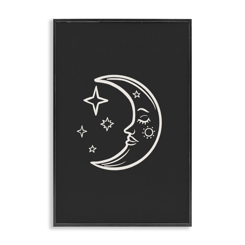 Lune et étoiles sur estampe numérique par JJ Design House LLC, Giclée encadrée noir minuit, H 24 po x l 16 po