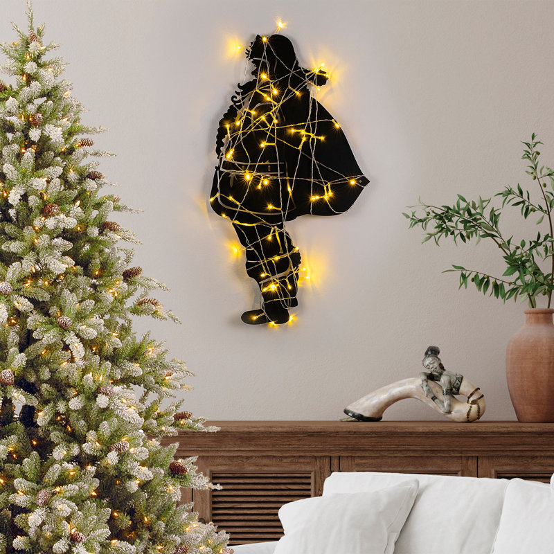 Decorative Metal Wall Accessory, Black, 14.6 x 26.8 inches | 100% Metal Construction, Thickness: 0.05 inches | Battery Operated (3 AA), 16.4 ft Cable, Easy Wall Mount | Elegant Home Décor for Living Room & Office
