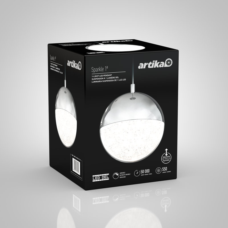 Chrome Globe LED Pendant Light with Glass Diffuser