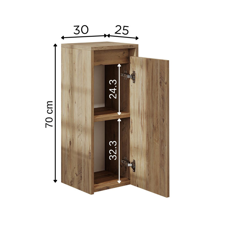 Bittencourt Bathroom Towel Storage Cabinet, Oak