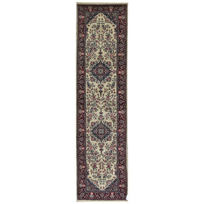Tapis de couloir ivoire de haute qualité noué à la main