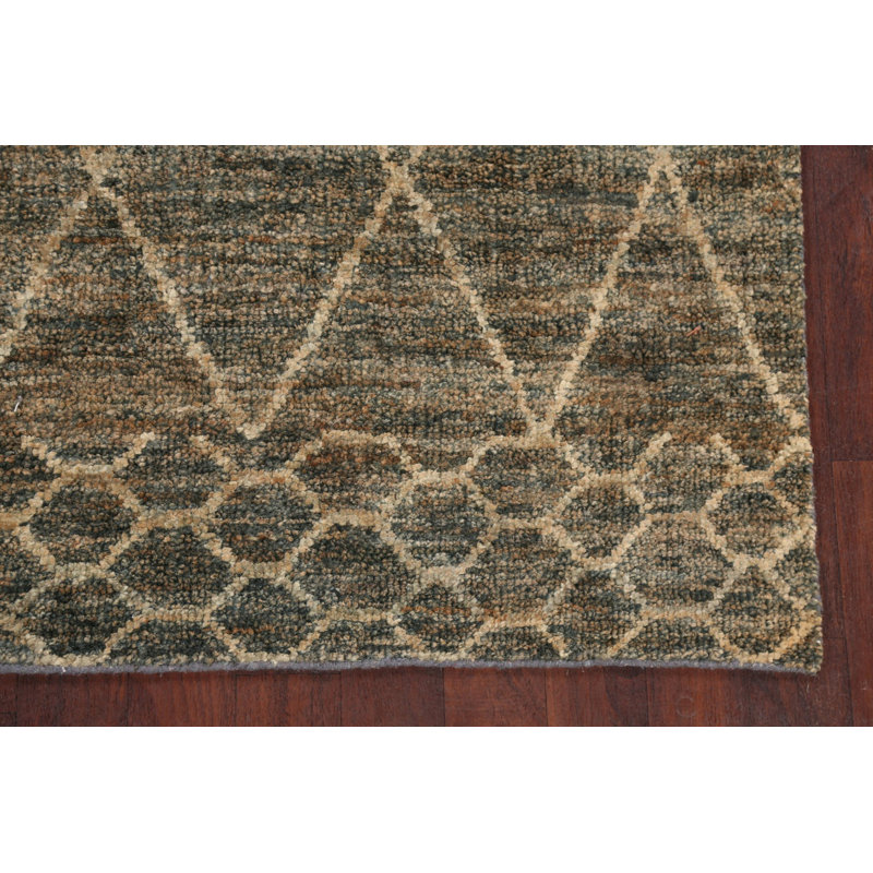 Tapis unique en jute noué à la main 5 pi 11 po x 8 pi 10 po New Age gris / beige
