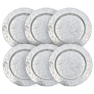 Galvanized Plates - Set of 6 - Gray